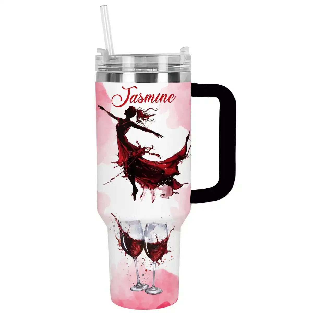 Wine Custom Stanley Quencher 40oz Stainless Steel Tumbler With Handle