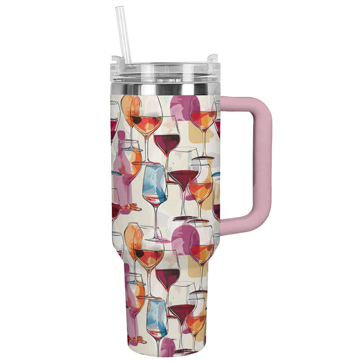Wine Custom Stanley Quencher 40oz Stainless Steel Tumbler With Handle