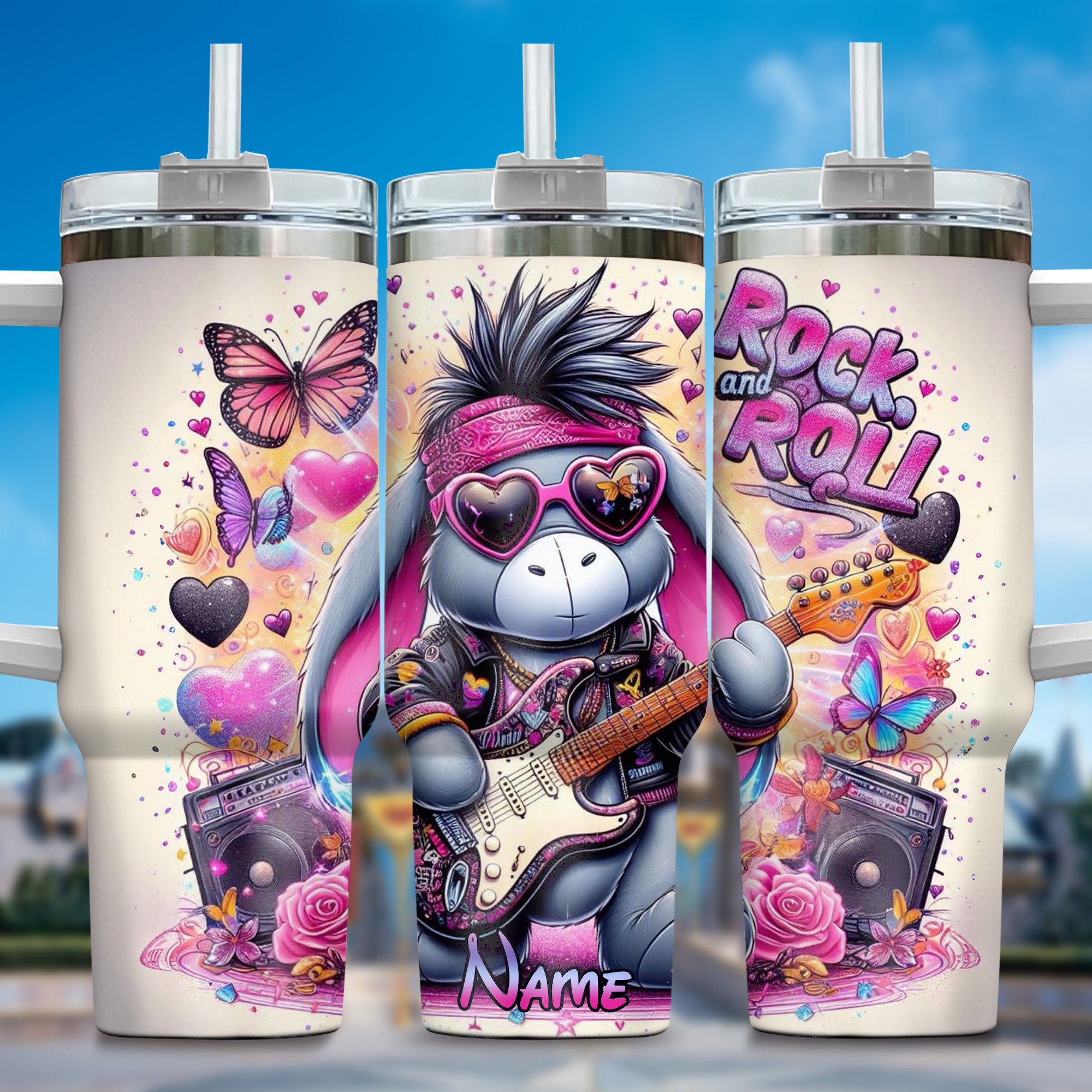 Winnie The Pooh Cartoon Custom Stanley Quencher 40oz Stainless Steel Tumbler With Handle