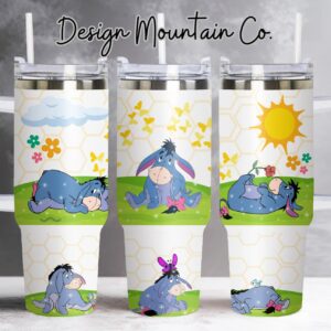 Winnie the Pooh Disney Cartoon Custom Stanley Quencher 40oz Stainless Steel Tumbler With Handle