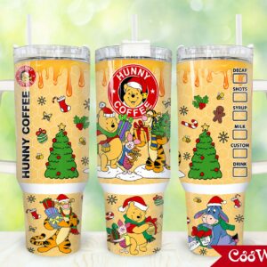 Winnie The Pooh Disney Cartoon Custom Stanley Quencher 40oz Stainless Steel Tumbler With Handle