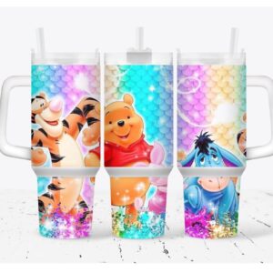 Winnie the Pooh Disney Cartoon Custom Stanley Quencher 40oz Stainless Steel Tumbler With Handle