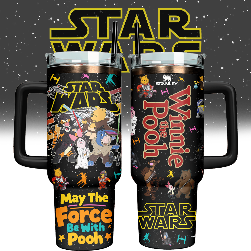 Winnie The Pooh x Star Wars Custom Stanley Quencher 40oz Stainless Steel Tumbler With Handle