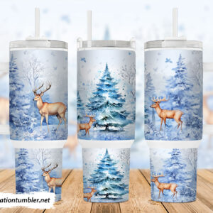 Winter Scene Custom Stanley Quencher 40oz Stainless Steel Tumbler With Handle