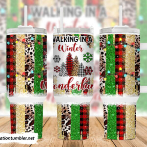 Winter Wonderland Custom Stanley Quencher 40oz Stainless Steel Tumbler With Handle
