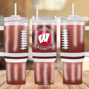 Wisconsin Badgers Football Team NCAA Custom Stanley Quencher 40oz Stainless Steel Tumbler With Handle