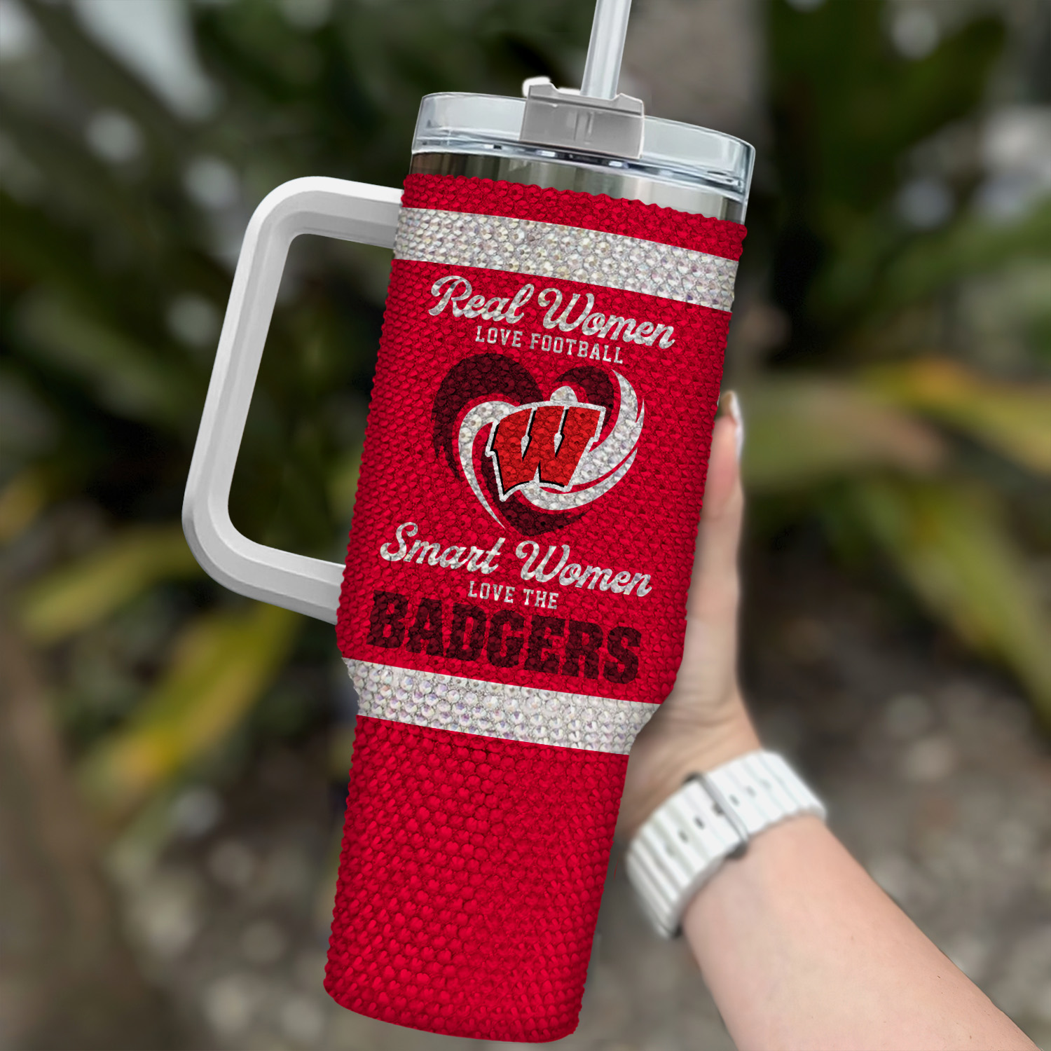 Wisconsin Badgers NCAA Custom Stanley Quencher 40oz Stainless Steel Tumbler With Handle