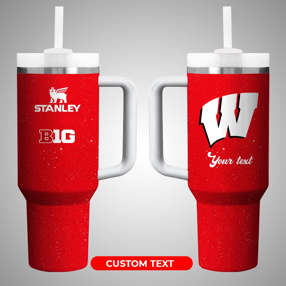 Wisconsin BadgersÂ NCAA Custom Stanley Quencher 40oz Stainless Steel Tumbler With Handle