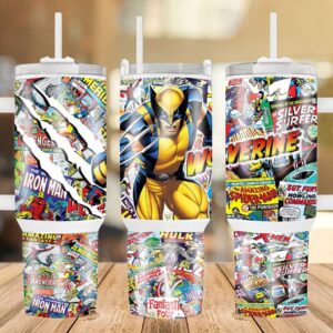 Wolverine Marvel Comics Custom Stanley Quencher 40oz Stainless Steel Tumbler With Handle