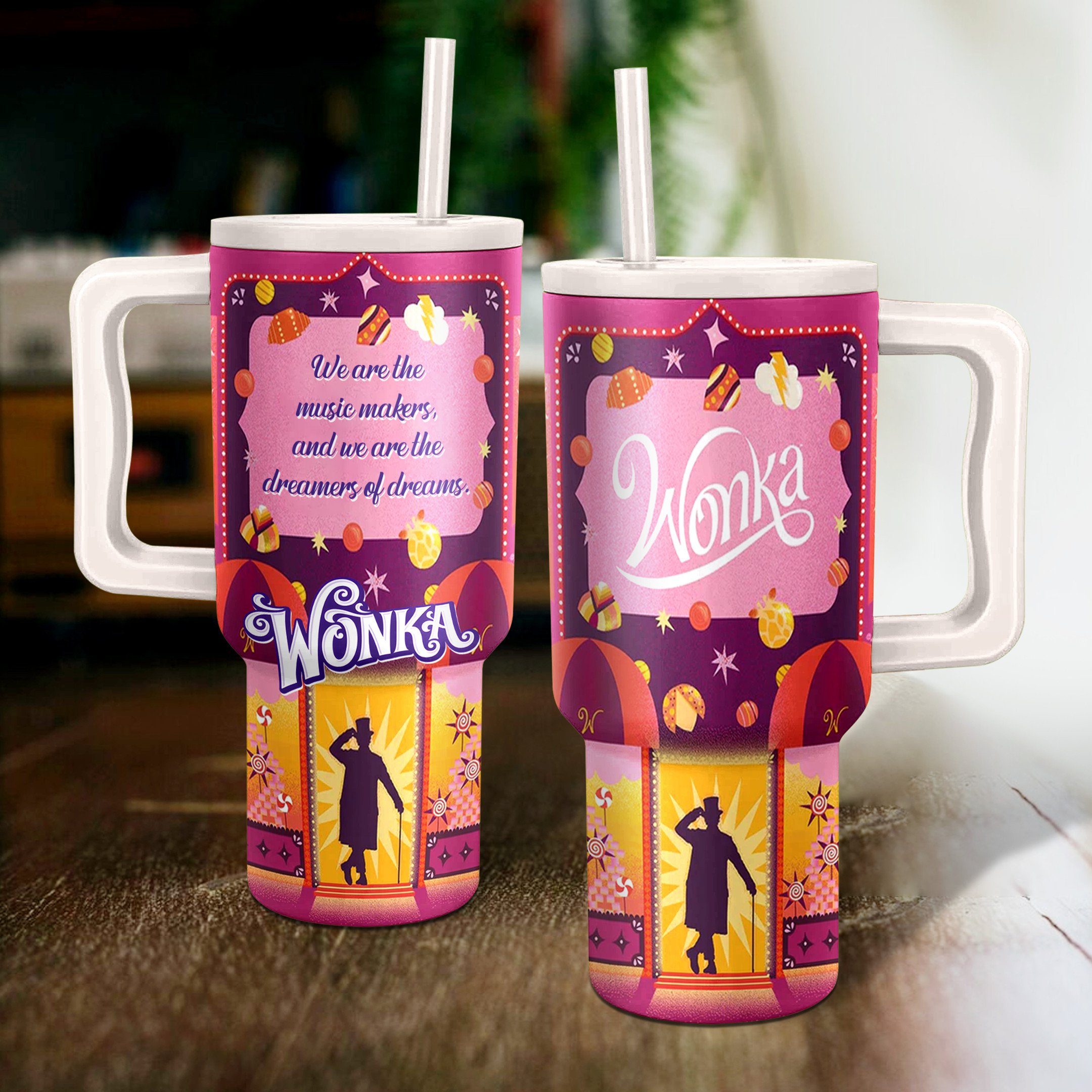 Wonka Movies Custom Stanley Quencher 40oz Stainless Steel Tumbler With Handle