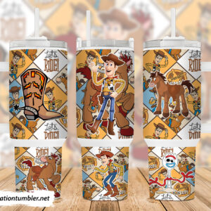 Woody Toy Story Cartoon Custom Stanley Quencher 40oz Stainless Steel Tumbler With Handle
