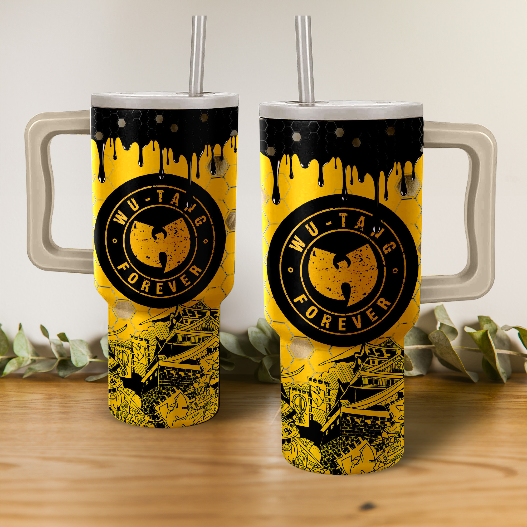 Wu-Tang ClanÂ Music Custom Stanley Quencher 40oz Stainless Steel Tumbler With Handle