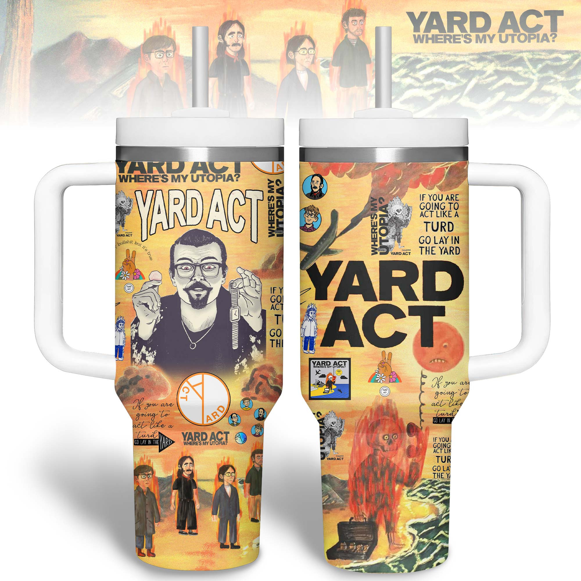 Yard Act Music Custom Stanley Quencher 40oz Stainless Steel Tumbler With Handle