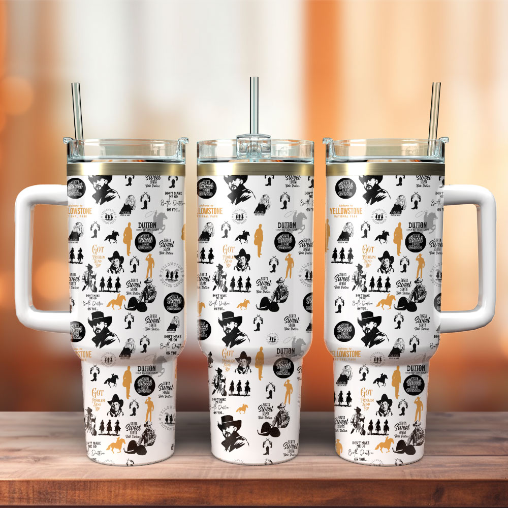 Yellowstone TV Series Custom Stanley Quencher 40oz Stainless Steel Tumbler With Handle