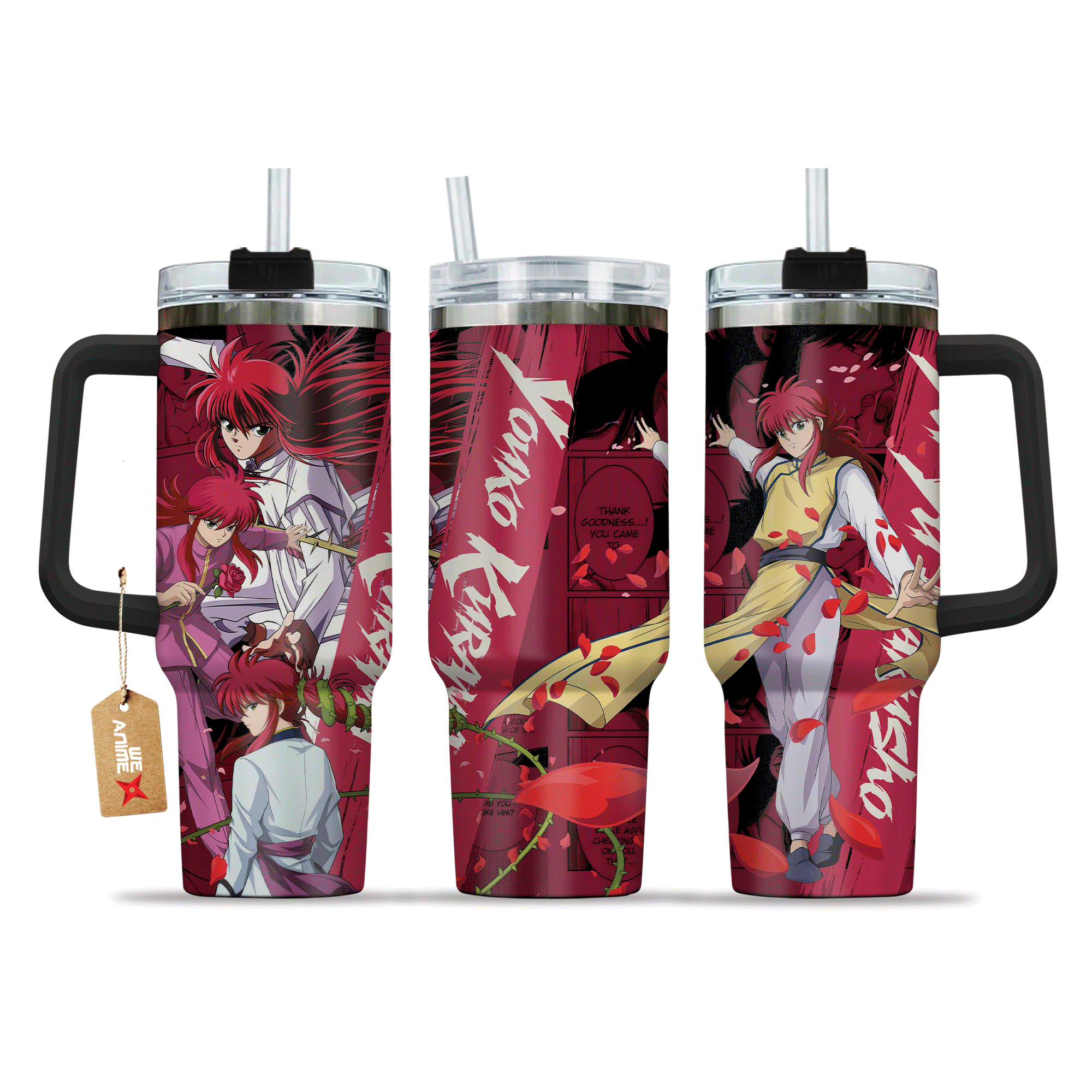 Yoko Kurama Yu Yu Hakusho Anime Custom Stanley Quencher 40oz Stainless Steel Tumbler With Handle