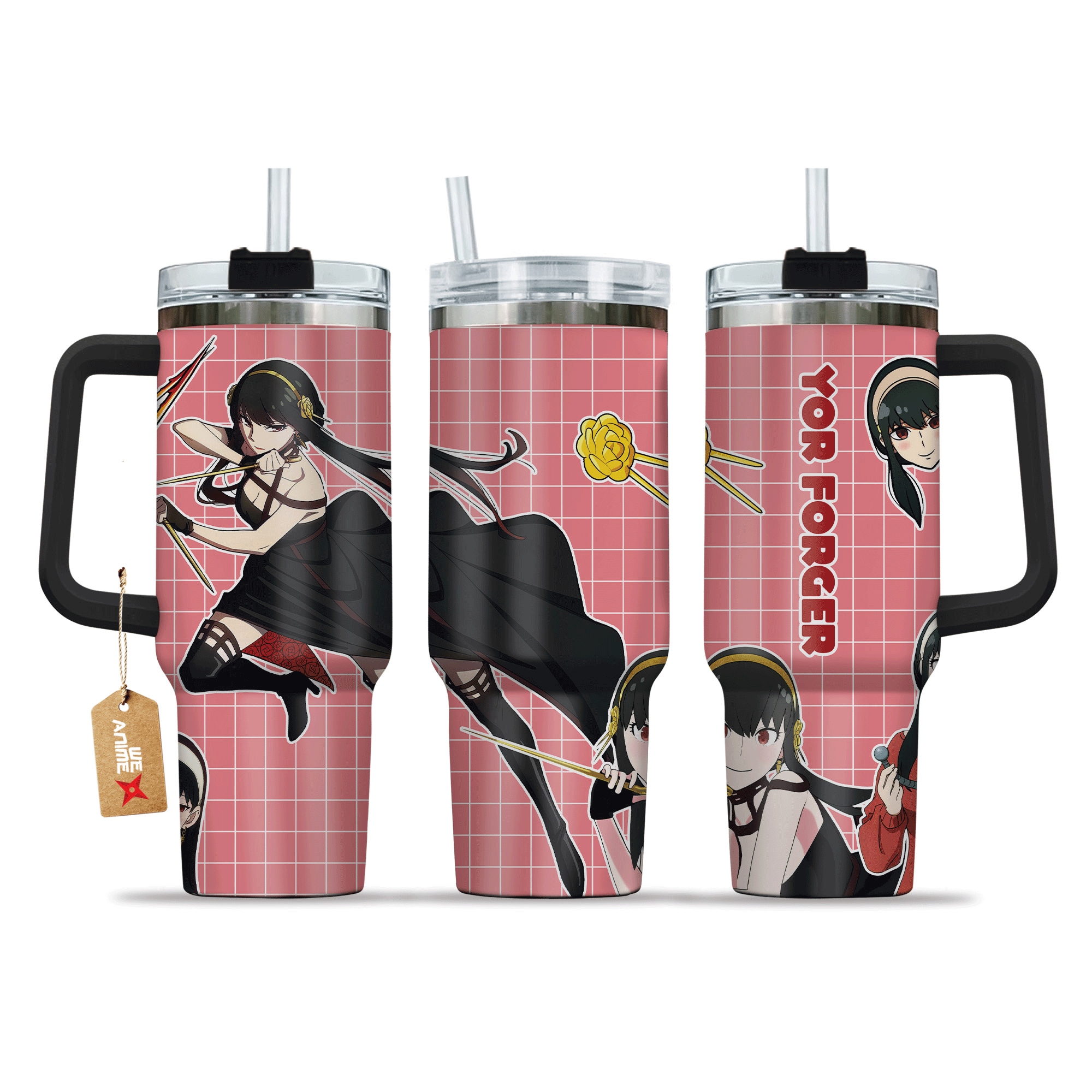 Yor Forger Spy x Family Anime Custom Stanley Quencher 40oz Stainless Steel Tumbler With Handle