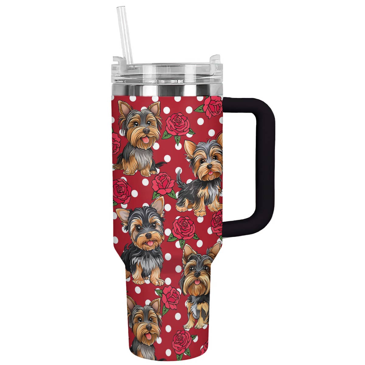 Yorkie Dog Lovely Custom Stanley Quencher 40oz Stainless Steel Tumbler With Handle