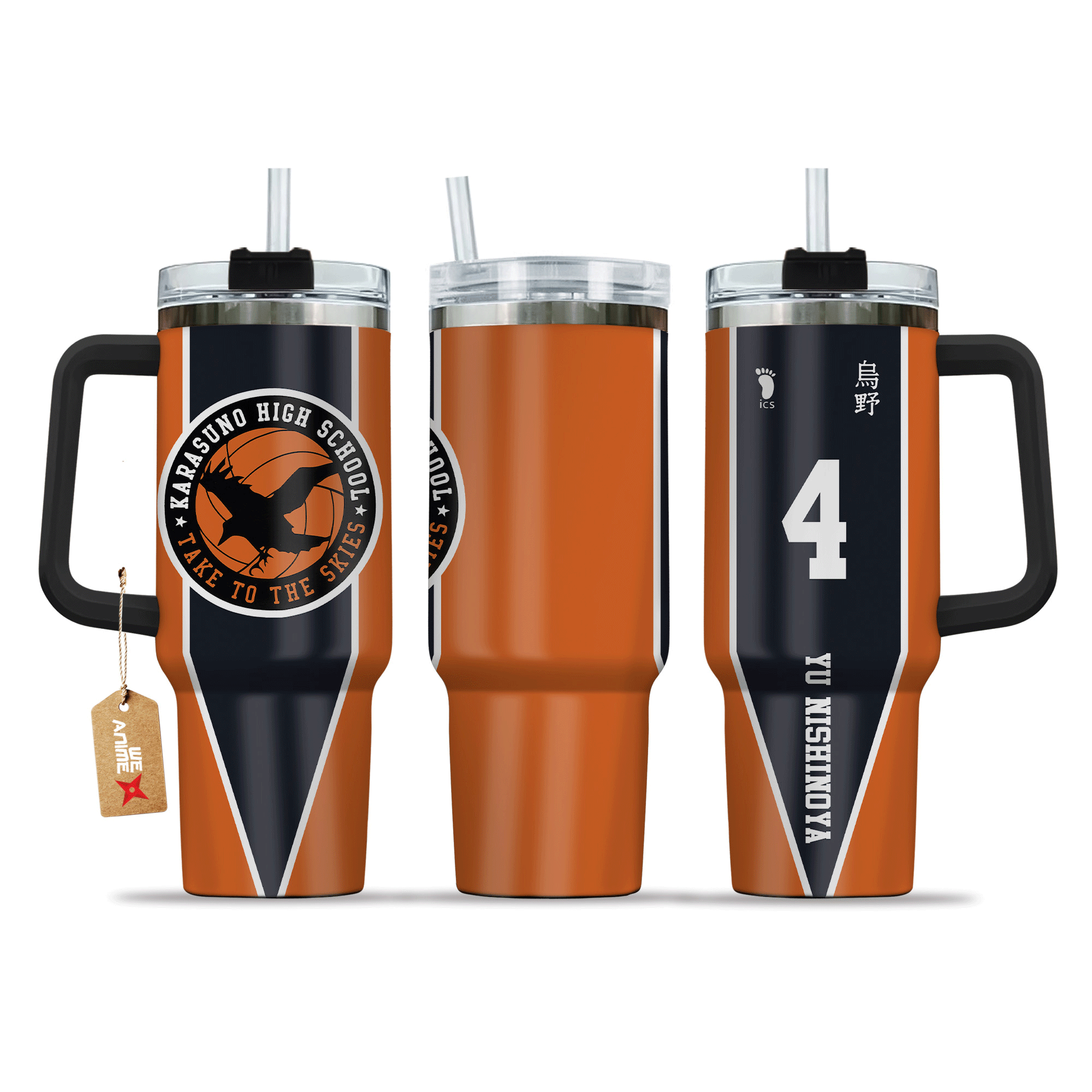 Yu Nishinoya Haikyuu Anime Custom Stanley Quencher 40oz Stainless Steel Tumbler With Handle