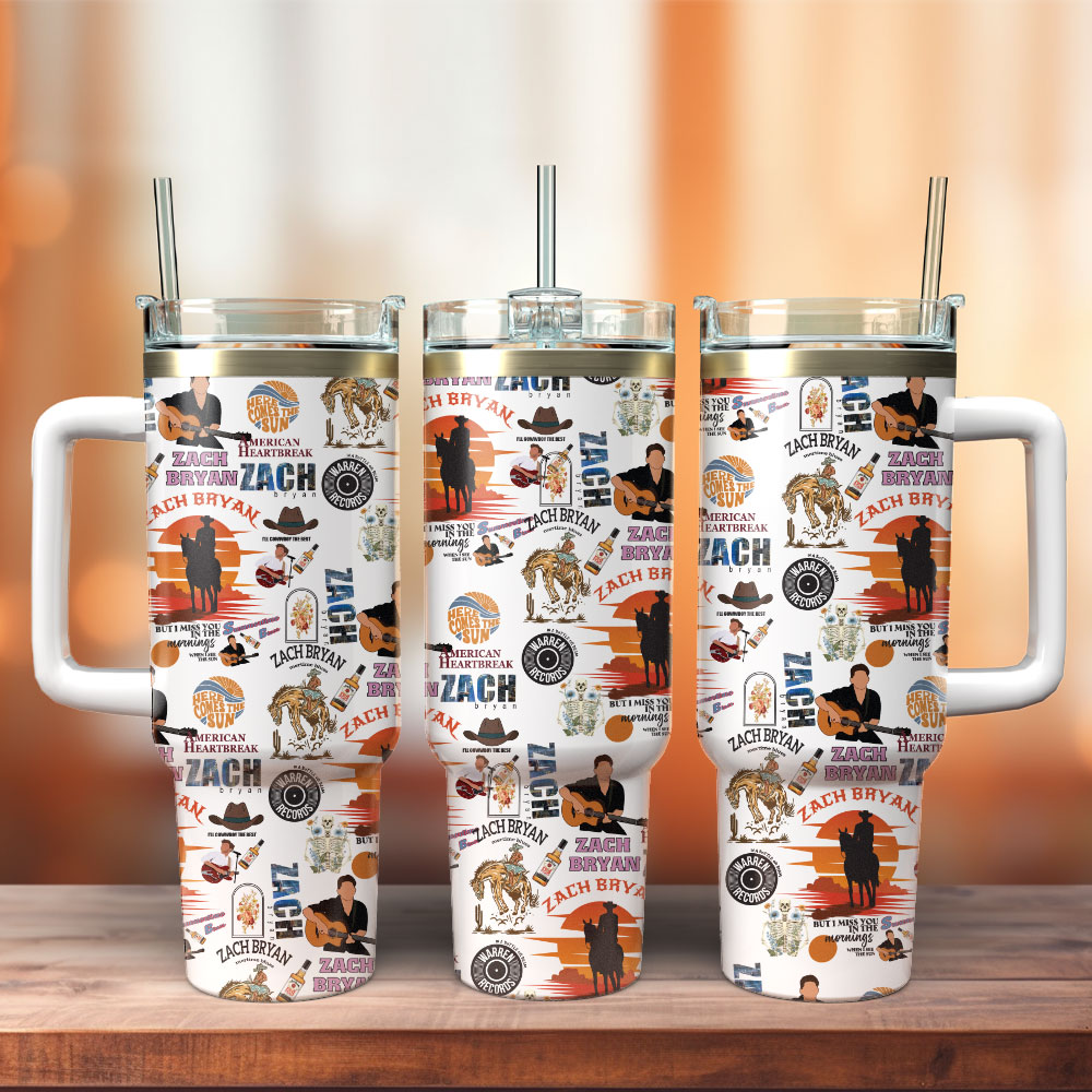 Zach Bryan Singer Music Custom Stanley Quencher 40oz Stainless Steel Tumbler With Handle
