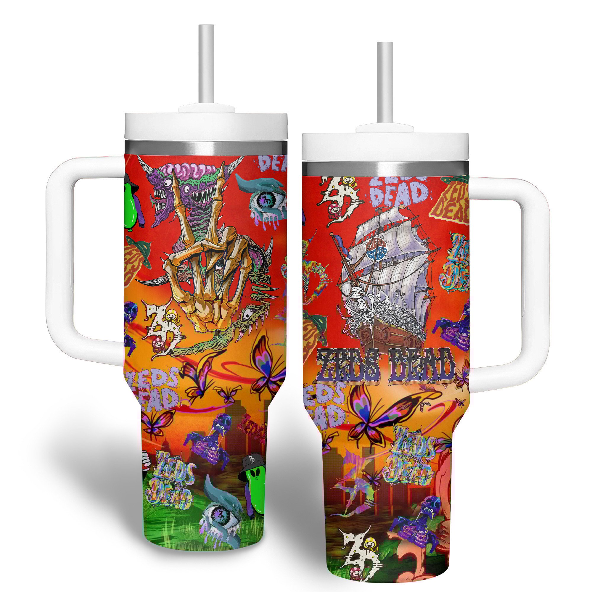 Zeds DeadMusic Custom Stanley Quencher 40oz Stainless Steel Tumbler With Handle