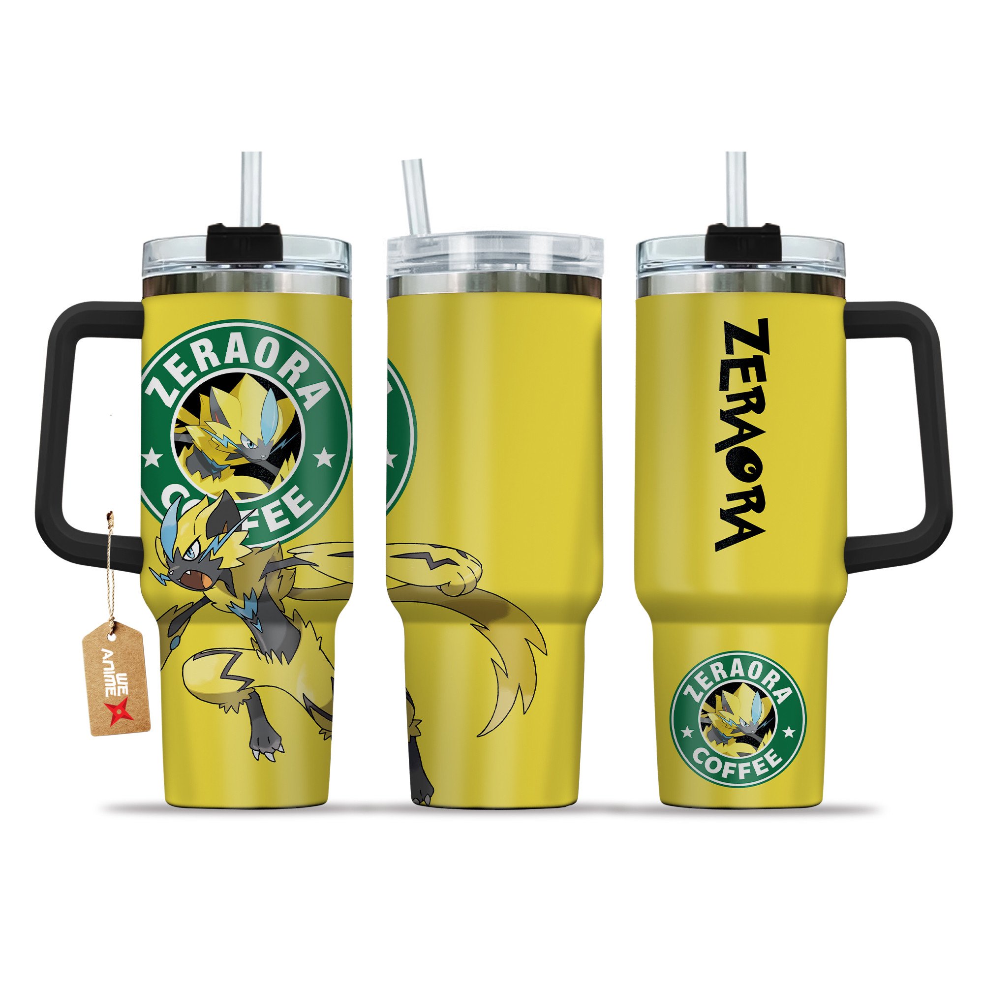 Zeraora Coffee Pokemon Anime Custom Stanley Quencher 40oz Stainless Steel Tumbler With Handle