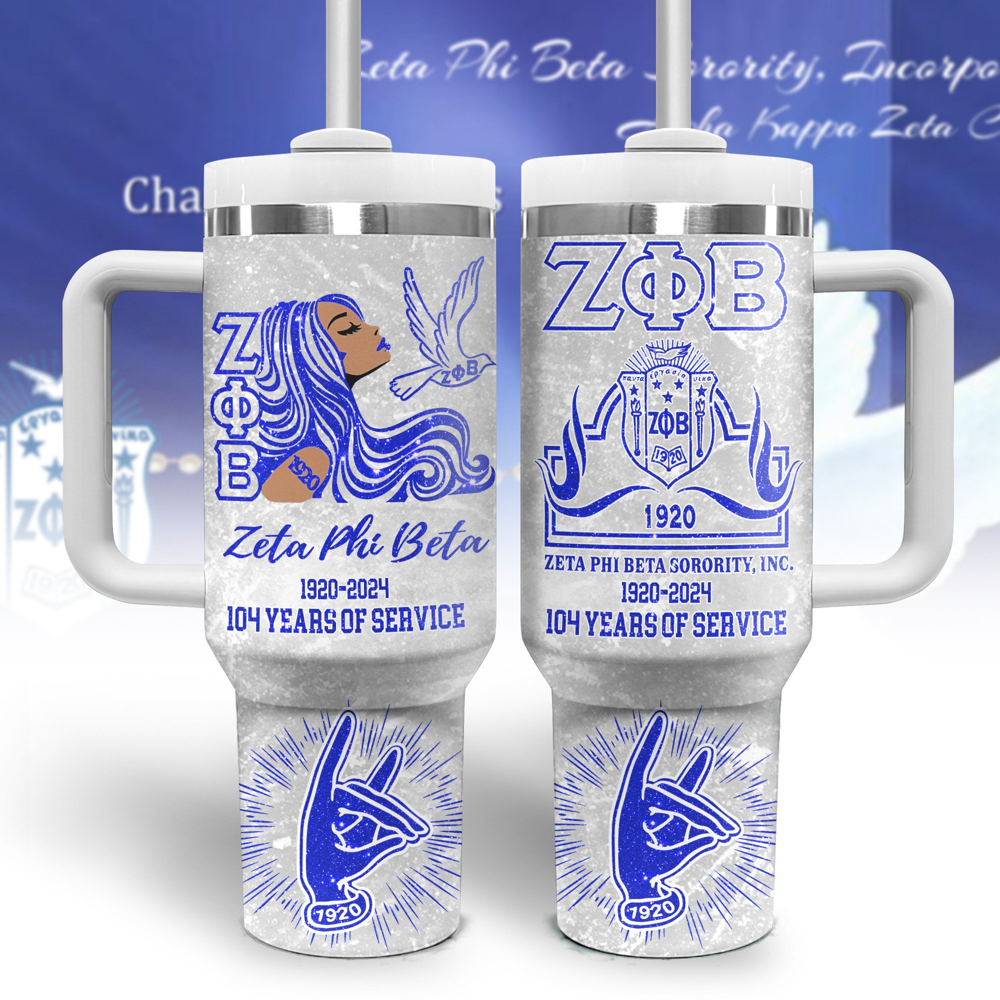 Zeta Phi Beta Custom Stanley Quencher 40oz Stainless Steel Tumbler With Handle