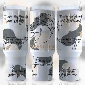 Zodiac Sign Capricorn Custom Stanley Quencher 40oz Stainless Steel Tumbler With Handle