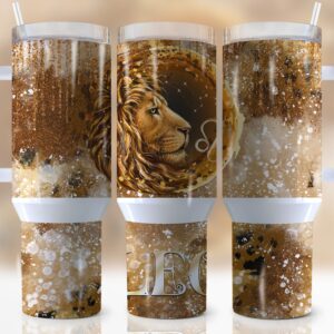 Zodiac Sign Leo Custom Stanley Quencher 40oz Stainless Steel Tumbler With Handle