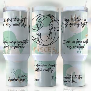 Zodiac Sign Pisces Custom Stanley Quencher 40oz Stainless Steel Tumbler With Handle