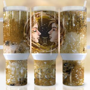 Zodiac Sign Pisces Custom Stanley Quencher 40oz Stainless Steel Tumbler With Handle