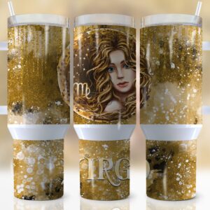 Zodiac Sign Virgo Custom Stanley Quencher 40oz Stainless Steel Tumbler With Handle