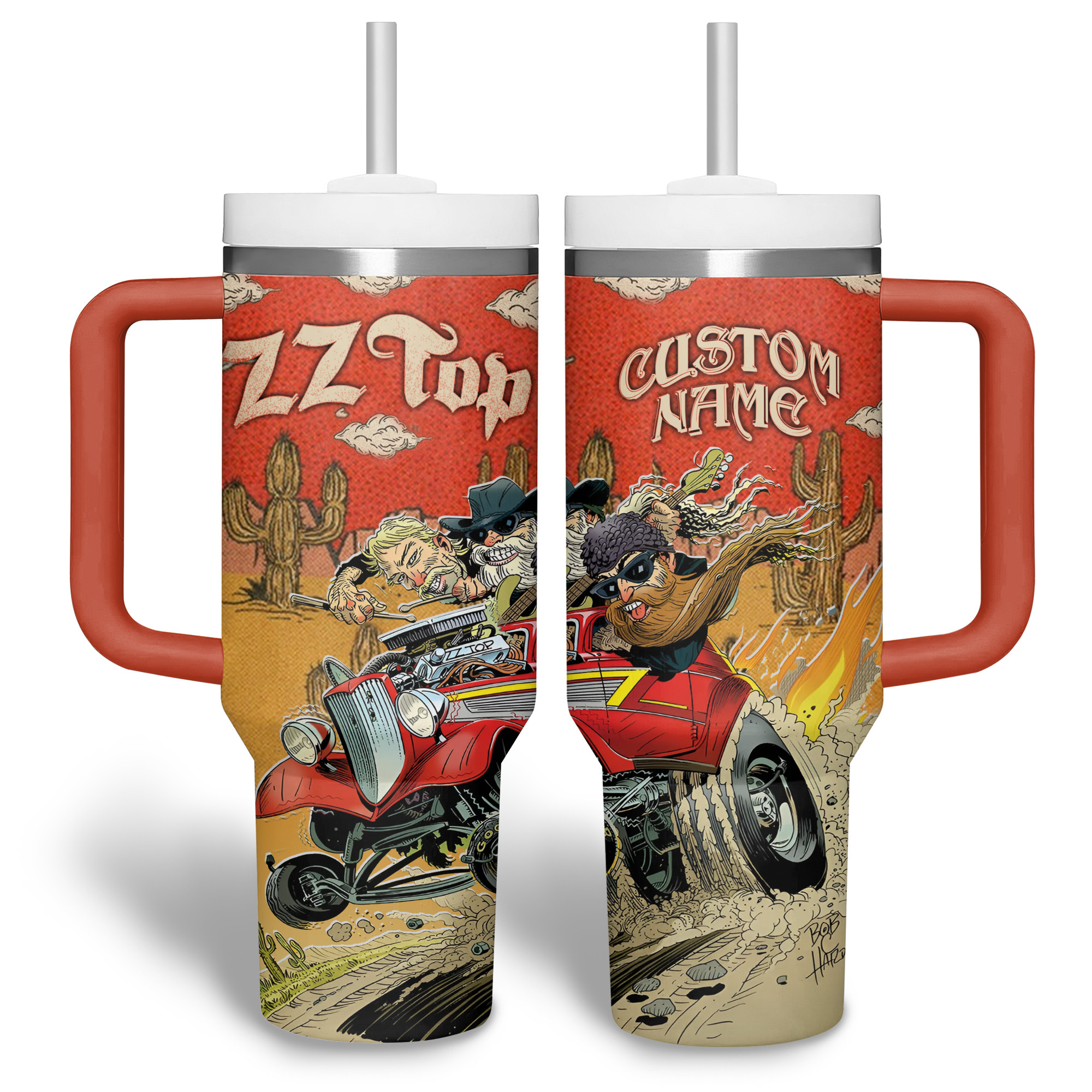 ZZ Top Music Custom Stanley Quencher 40oz Stainless Steel Tumbler With Handle