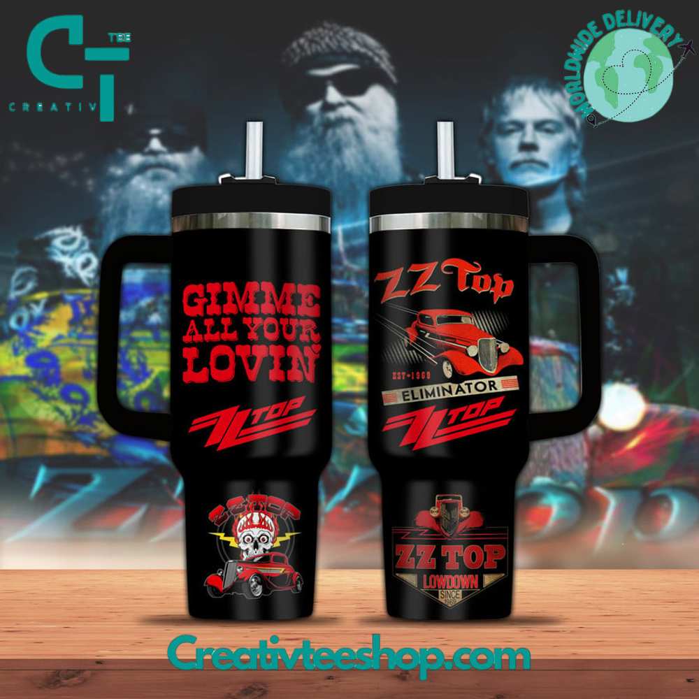 ZZ Top Music Custom Stanley Quencher 40oz Stainless Steel Tumbler With Handle