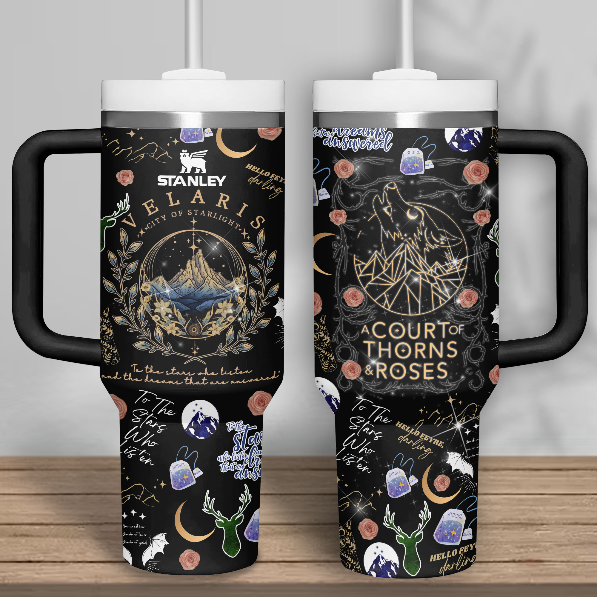A Court of Thorns and Roses Book Custom Stanley Quencher 40oz Stainless Steel Tumbler With Handle