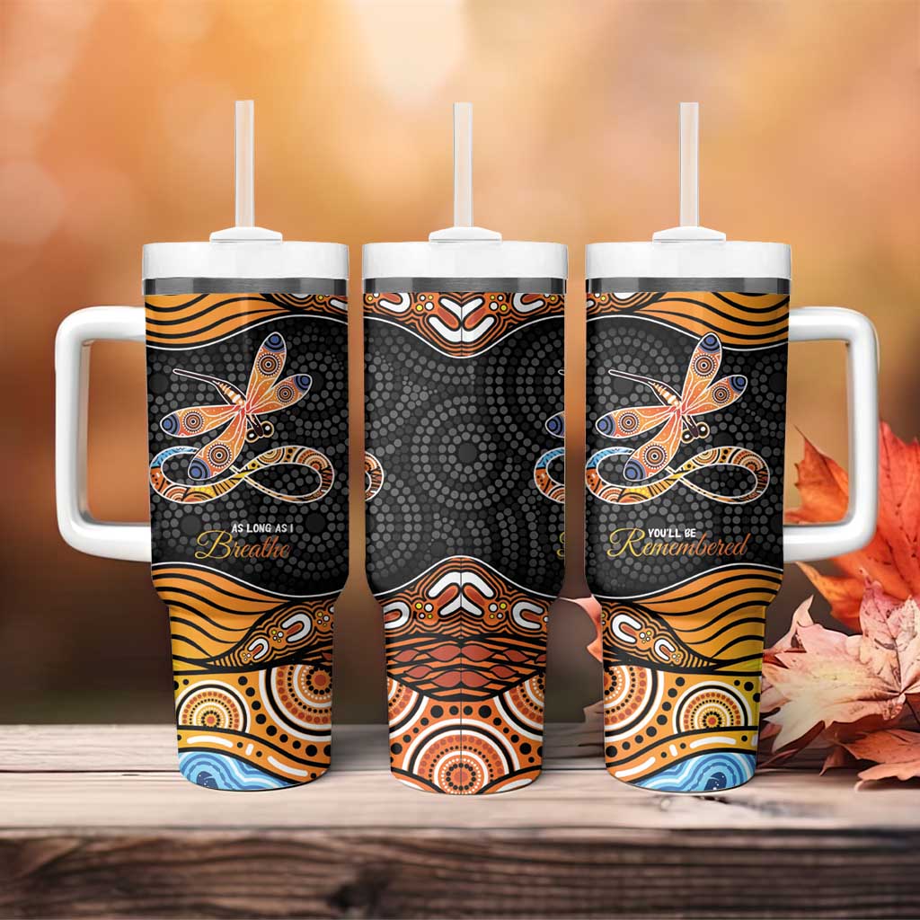 Aboriginal Dragonfly As Long As I Breathe You'll Be Remembered Custom Stanley Quencher 40oz Stainless Steel Tumbler With Handle