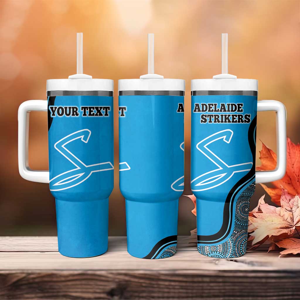 Adelaide Strikers Indigenous Art - Grunge Style Custom Stanley Quencher 40oz Stainless Steel Tumbler With Handle