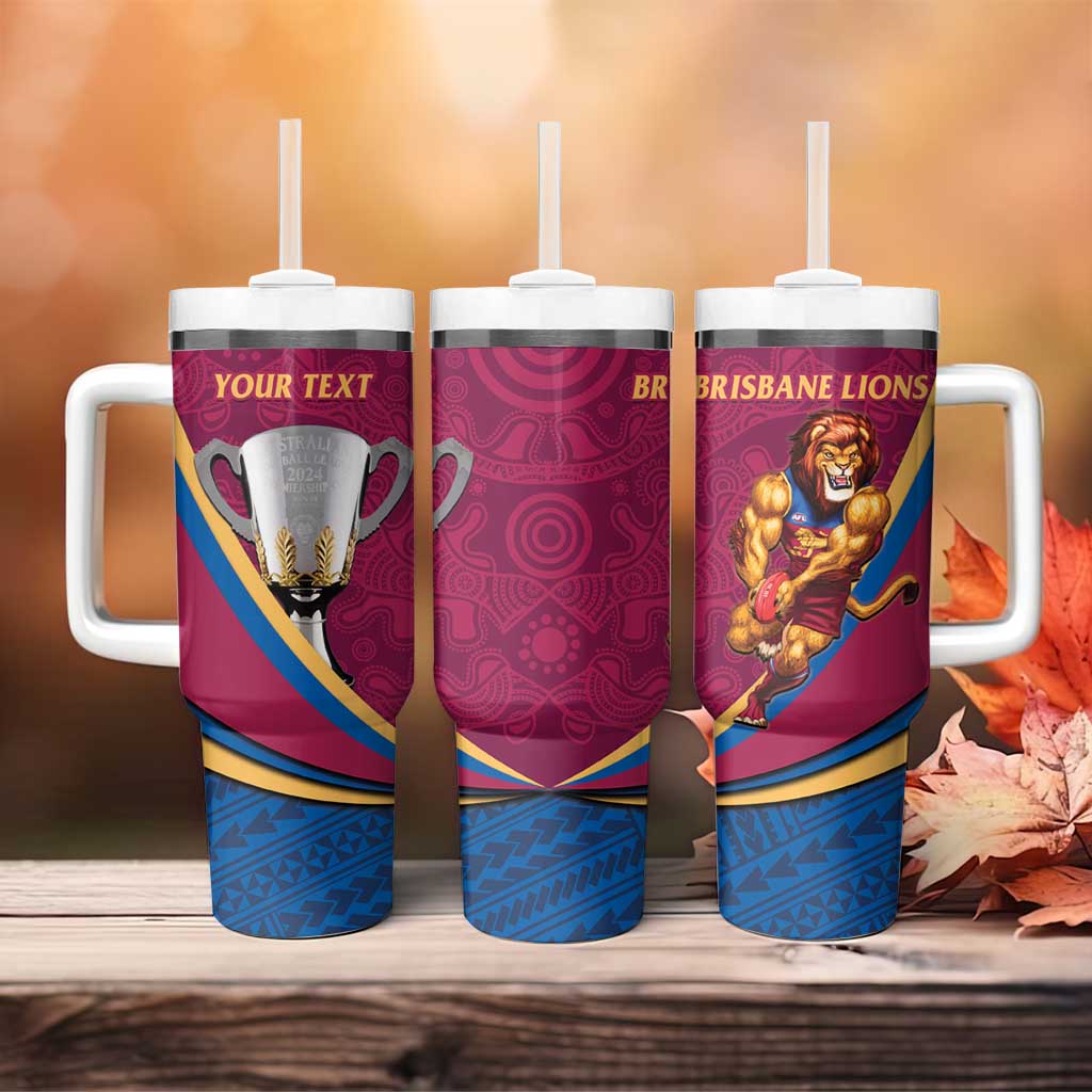 AFL Brisbane Lions 2024 We Are The Champions - Trophy Style Custom Stanley Quencher 40oz Stainless Steel Tumbler With Handle