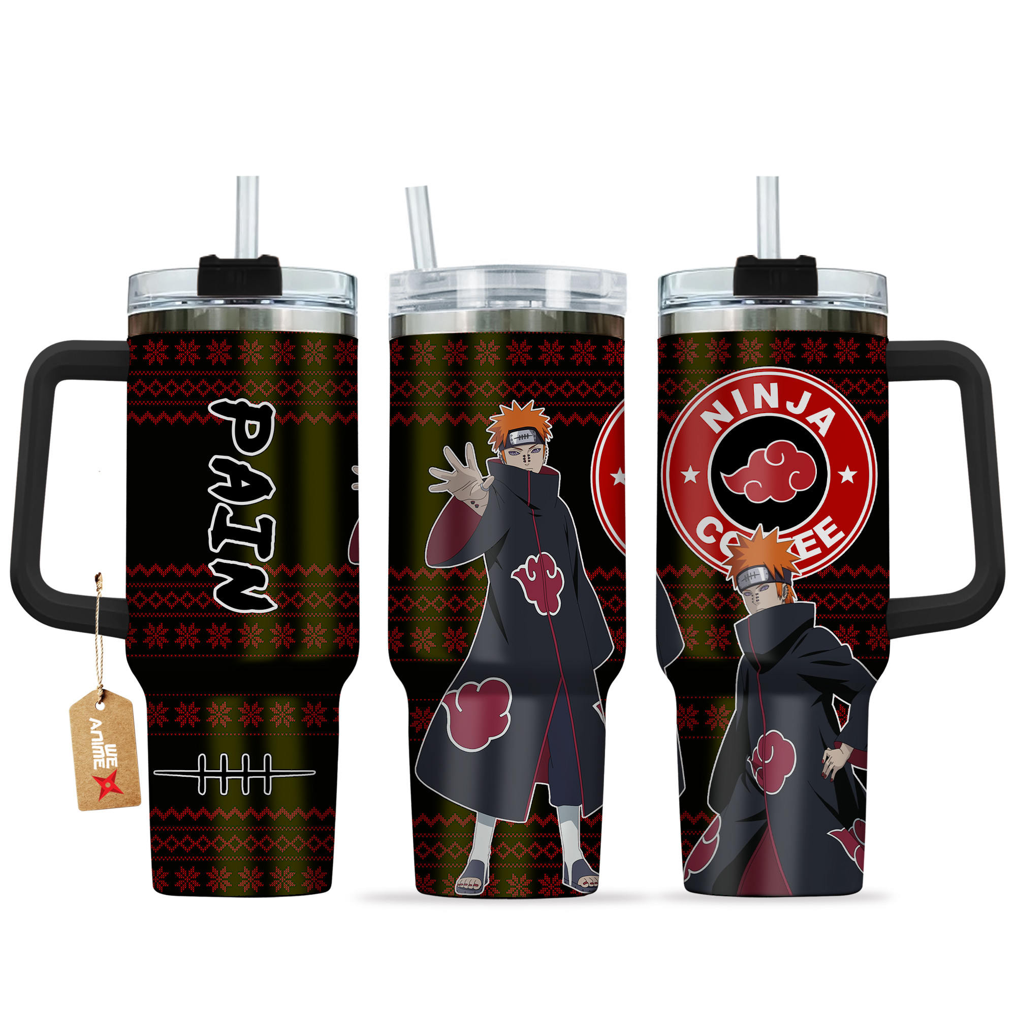 Akatsuki Pain Naruto Anime Custom Stanley Quencher 40oz Stainless Steel Tumbler With Handle