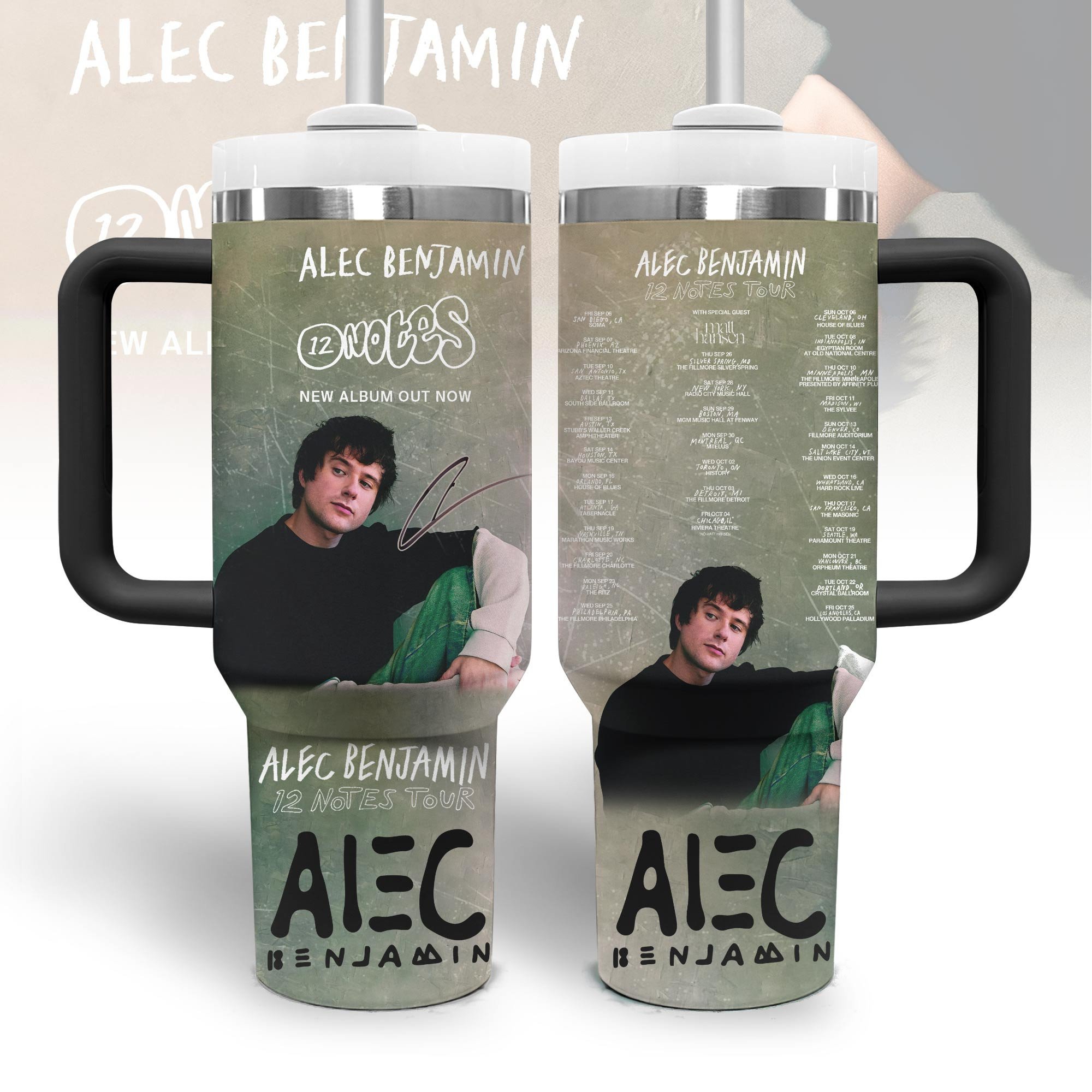 Alec Benjamin Music Custom Stanley Quencher 40oz Stainless Steel Tumbler With Handle
