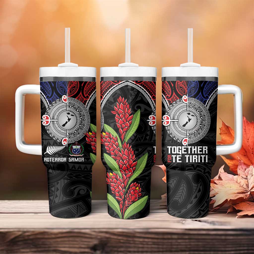 Aotearoa and Samoa Mo Te Tiriti Tangata Moana Stand with Tangata Whenua Custom Stanley Quencher 40oz Stainless Steel Tumbler With Handle