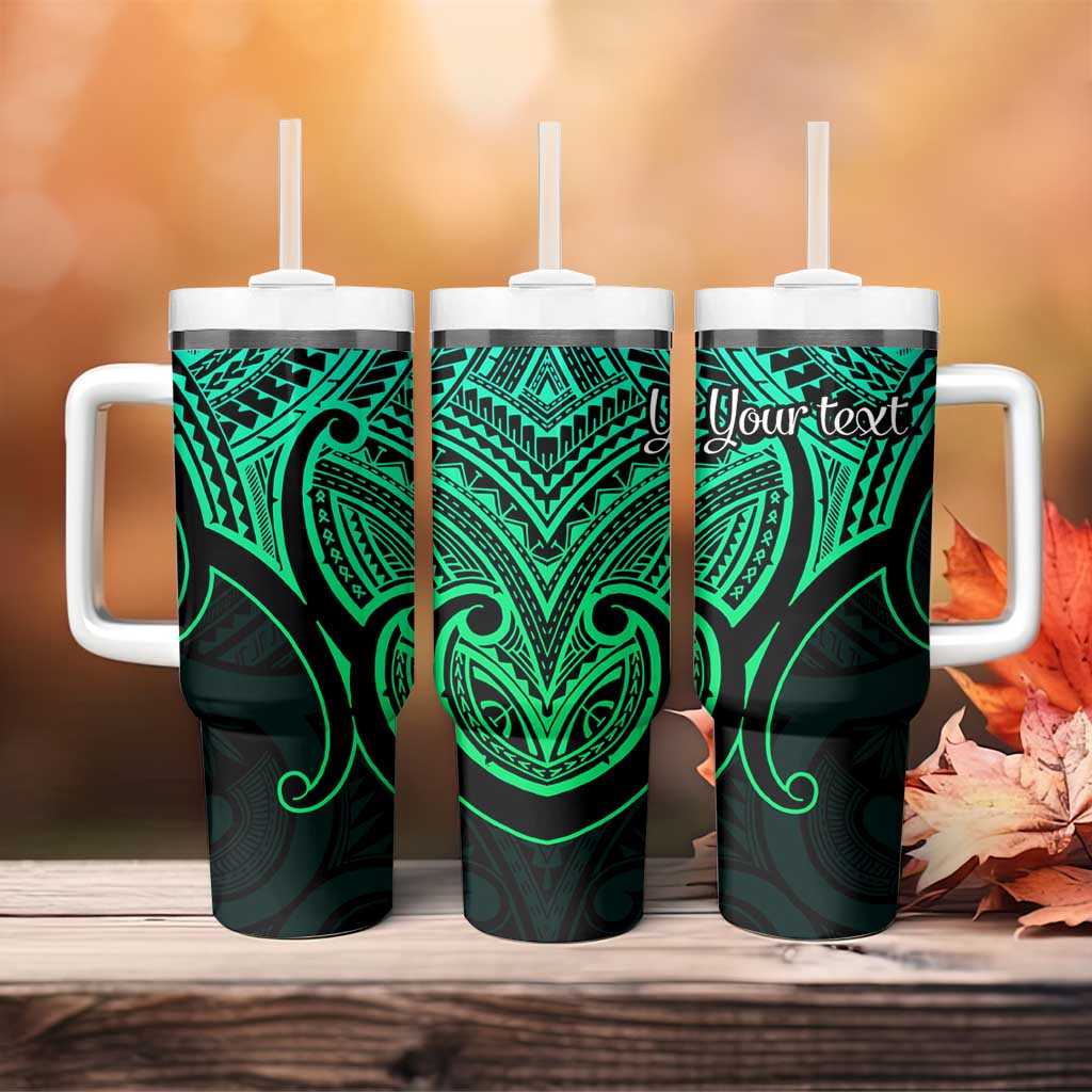 Aotearoa Papua Shell Green Polynesian Pacific Tribal Custom Stanley Quencher 40oz Stainless Steel Tumbler With Handle