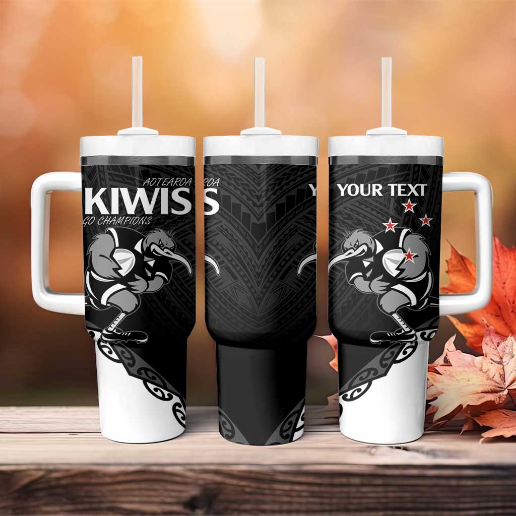 Aotearoa Rugby Maori Kiwi - Mascot Style Custom Stanley Quencher 40oz Stainless Steel Tumbler With Handle