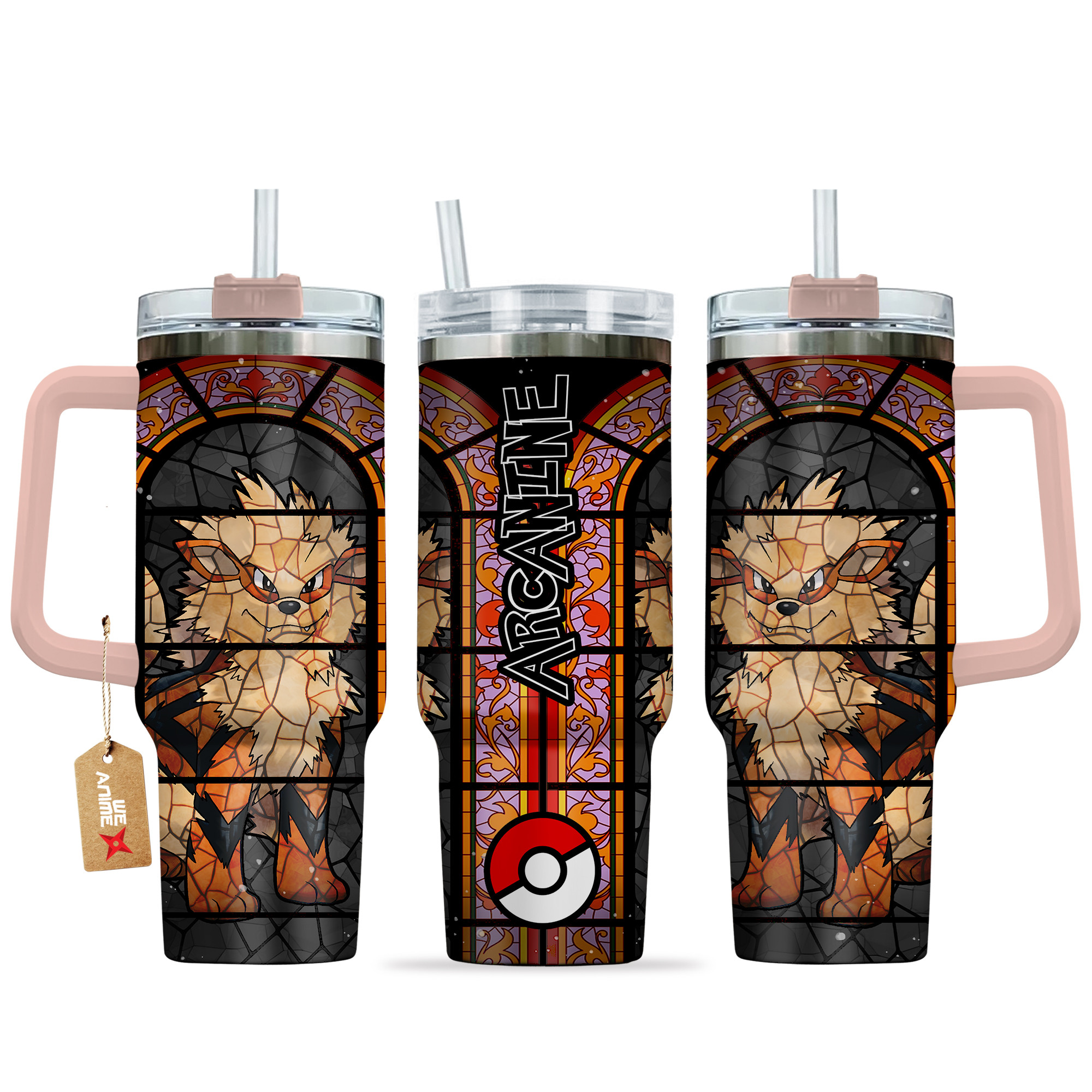 Arcanine Pokemon Anime Custom Stanley Quencher 40oz Stainless Steel Tumbler With Handle