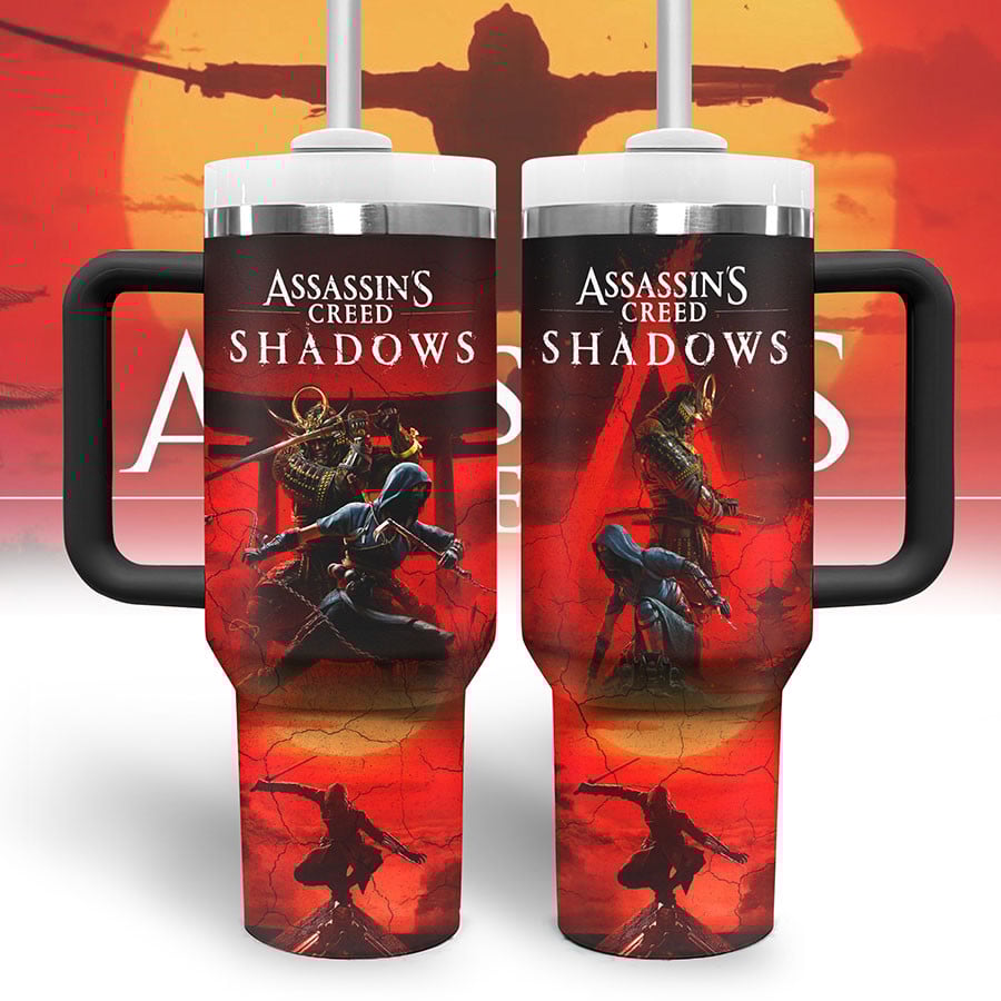 Assassinâ€™s Creed Shadows Games Custom Stanley Quencher 40oz Stainless Steel Tumbler With Handle
