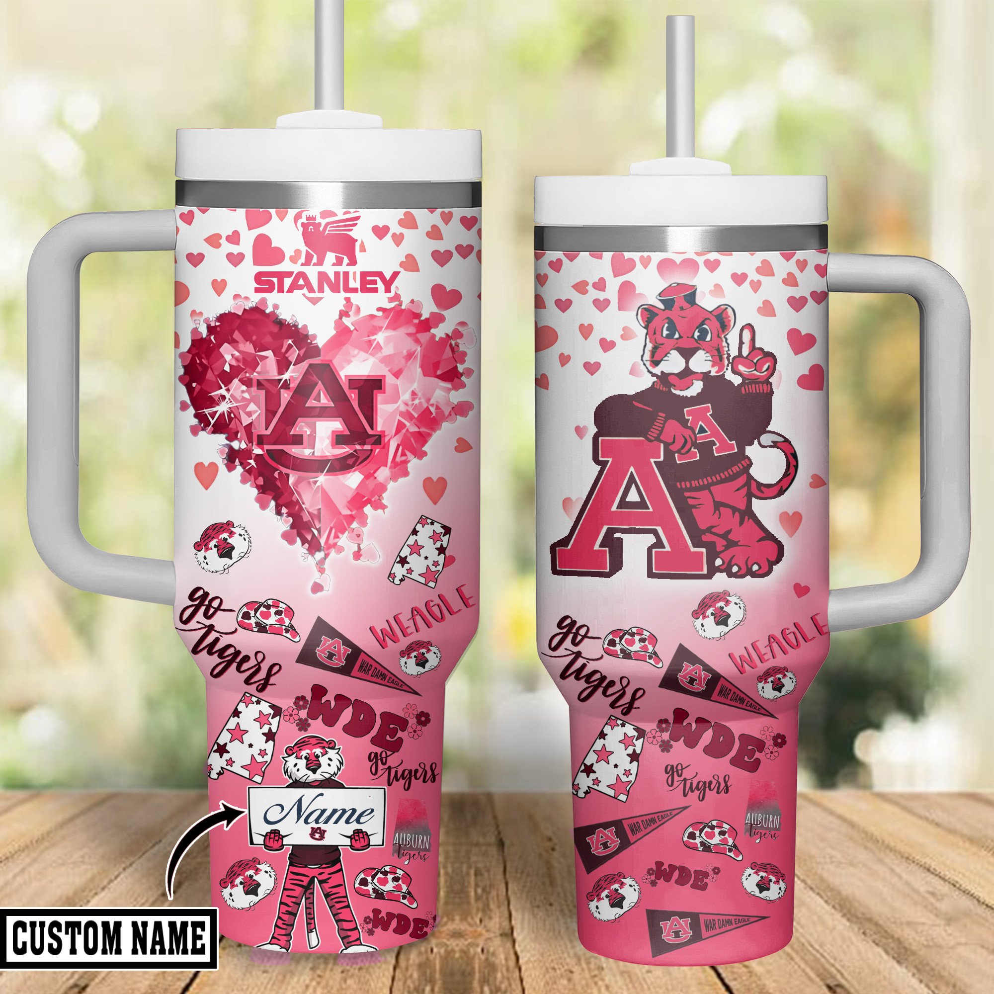 Auburn Tigers NCAA Sports Custom Stanley Quencher 40oz Stainless Steel Tumbler With Handle