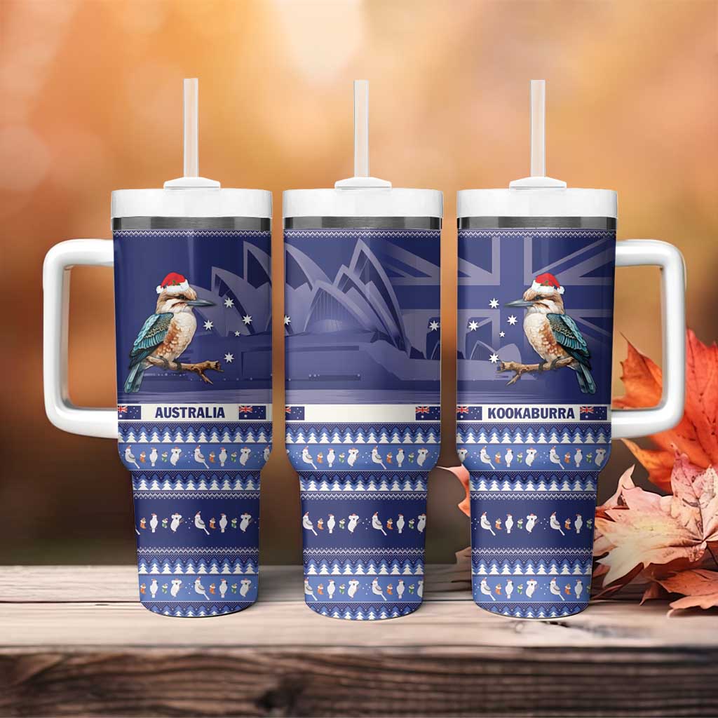 Aussie Kookaburra Merry Christmas Blue Style Custom Stanley Quencher 40oz Stainless Steel Tumbler With Handle