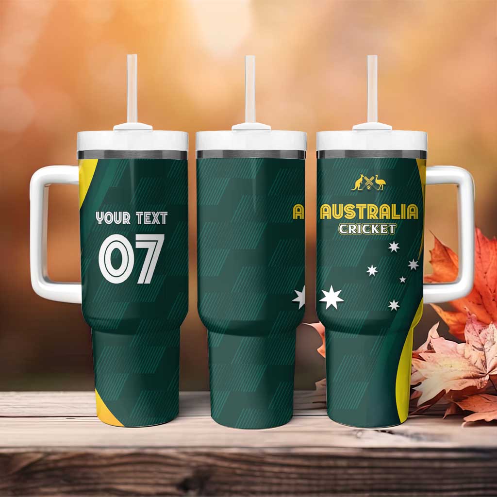 Australia Cricket GO Aussie - Modern Motif Custom Stanley Quencher 40oz Stainless Steel Tumbler With Handle