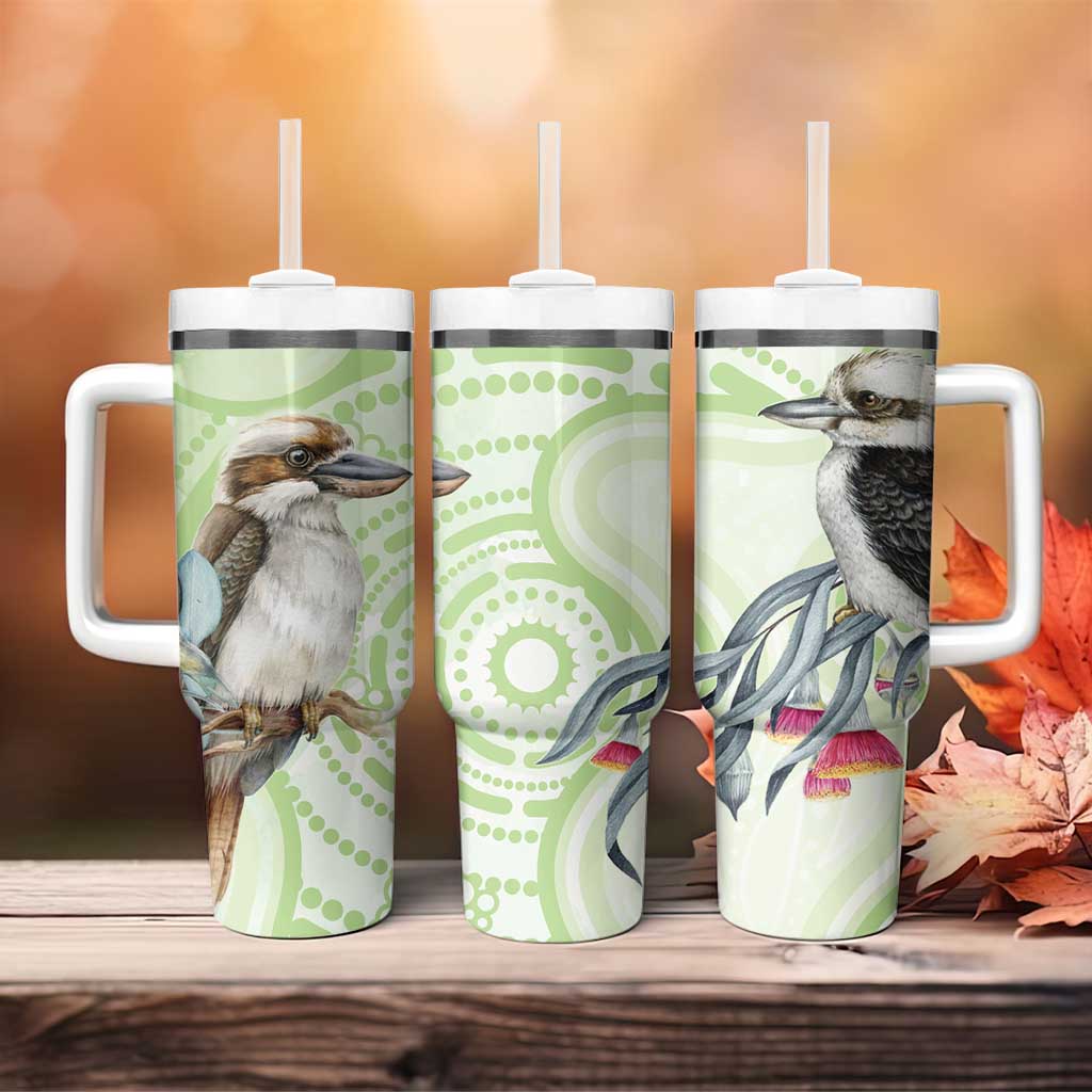 Australia Gumtree And Kookaburra Aboriginal Art - Watercolor Style Custom Stanley Quencher 40oz Stainless Steel Tumbler With Handle