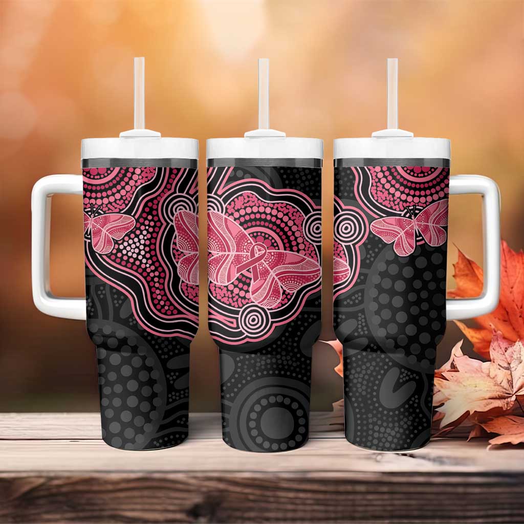 Australia Indigenous Mother's Day Aboriginal Breast Cancer Ribbon Custom Stanley Quencher 40oz Stainless Steel Tumbler With Handle