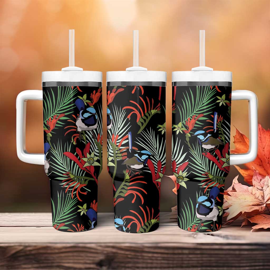 Australia Kangaroo Paw And Splendid Fairy-wren Sameless Style Custom Stanley Quencher 40oz Stainless Steel Tumbler With Handle